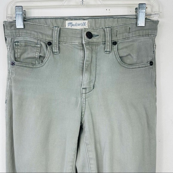 Madewell 9"Mid High Rise Skinny Jeans: Garment Dyed Olive Army Green Size 24 - Picture 6 of 13